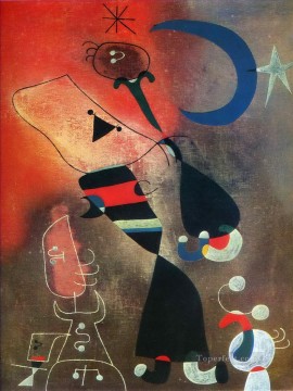 Joan Miró Painting - Mujer y pájaro a la luz de la luna Joan Miró